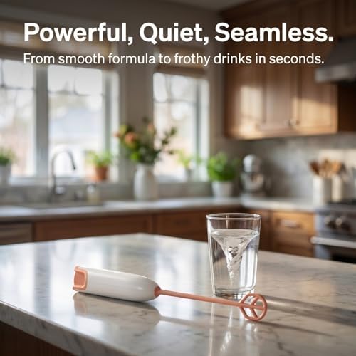 Mini Electric Handheld Mixer with Extended Handle for Milk Powder and Drinks Detachable Design for Easy Cleaning Portable Kitchen Mixing Tool (white)