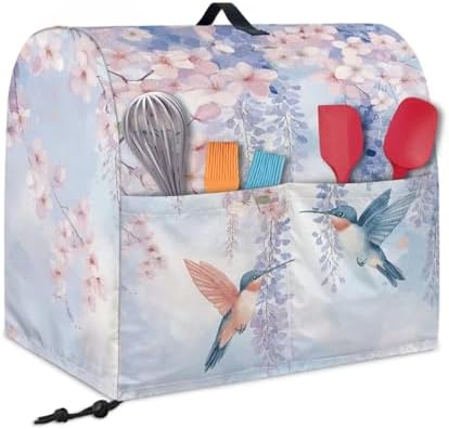 Hummingbird Mixer Covers 4.5-5 Quart Flowers Print Kitchen Stand Mixer Covers Protector Dust Cover Kitchen Aid Mixer Covers Accessories Kitchen Decoration