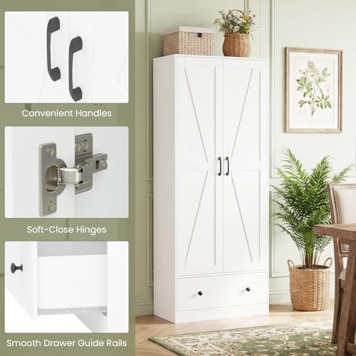 GIANTEX 72" Tall Kitchen Pantry Cabinet, Farmhouse Cupboard, White