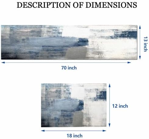 Mcalk Dusty Blue Table Runner and Placemats Set of 6 Pieces, Pink Flower Placemats Modern Art,Abstract Art Cloth Place Mats Indoor for Kitchen,Washable Placemats Linen Material for Dining Table
