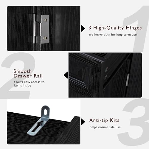 Merax 71" Tall Farmhouse Pantry Cabinet with Pull-Out Shelves, Black