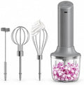 Cordless Hand Mixer, 4-in-1 Handheld Electric Mixer with Electric Whisk Frother & 10 oz Mini Food Chopper, USB-C Rechargeable 4-Speed Hand Mixer for Eggs, Cream, Coffee & Small-Batch Prep