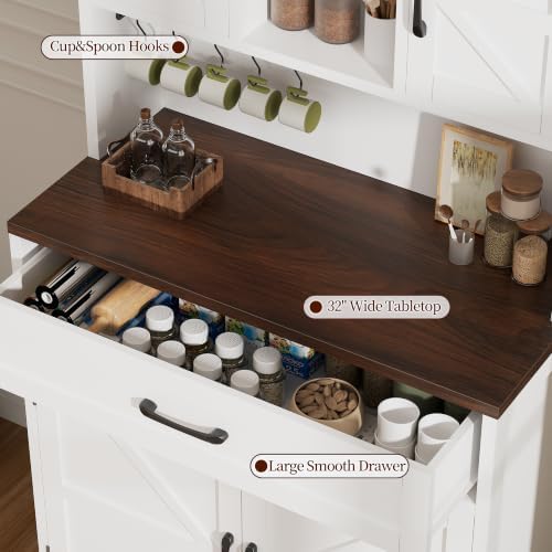 kepptory 69" Tall 63" Wide Extra Large Pantry Storage Cabinet, White