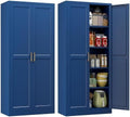 Polup 71" Blue Metal Kitchen Pantry Storage Cabinet with Doors and Shelves