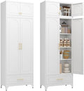 Polup Kitchen Pantry Cabinet, 90" Tall Metal Storage Cabinet with Drawer