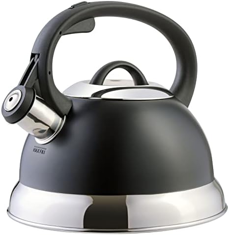 Mr. Coffee Flintshire 1.75-Quart Stainless Steel Whistling Tea Kettle with Nylon Handle – Matte Black Stove-Top Kettle for Boiling Water by MrCoffee