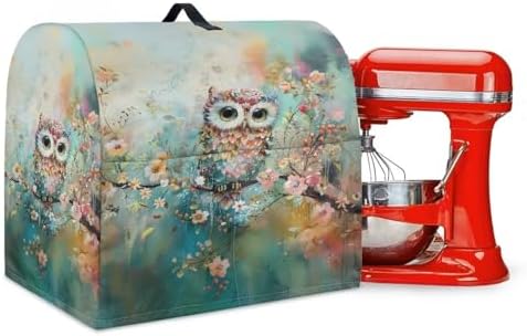 Funny Owl Print Stand Mixer Cover Compatible with 4-8 Qt Kitchen Aid Mixer Covers Anti-Stain Kitchen Appliance Dust Cover with Handle Pockets