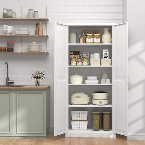 UNICOLY 71" Kitchen Pantry Cabinet, Metal Pantry Storage Cabinet with Doors