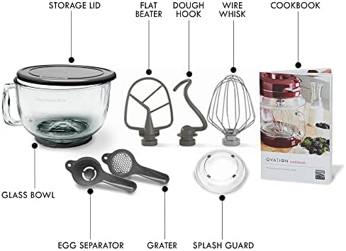 Kenmore 849083 Elite Ovation 49083 Exclusive Pour-In Top, 5 quart Tilt-Head Kitchen Stand Mixer, One Size, Red Burgundy