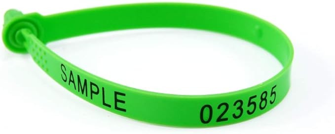 100 Numbered Plastic Security Tamper Proof Trailer Seals - Shipping Tags for Truck and Container (Green)