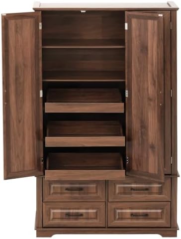 Merax 72" Farmhouse Pantry Cabinet with Pull-Out Trays & Door Storage