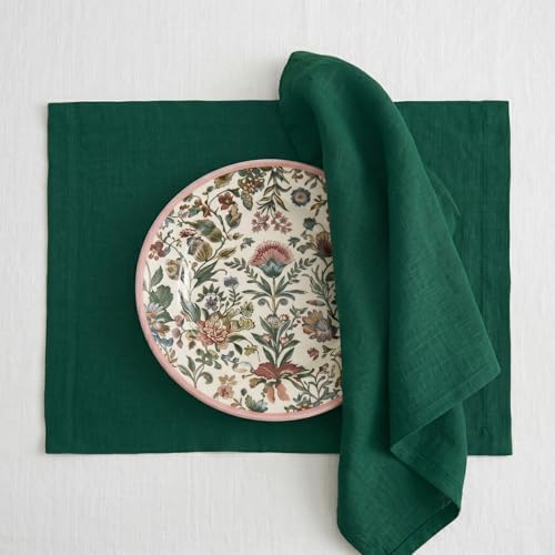 Solino Home 100% Pure Linen Napkins Rainforest, Fete 20 x 20 in, Set of 4