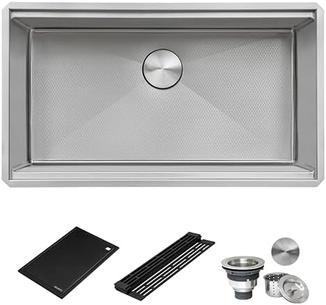 Ruvati Hex Bottom 33-inch Workstation Scratch Resistant Embossed Texture Kitchen Sink Stainless Steel - RVH8633