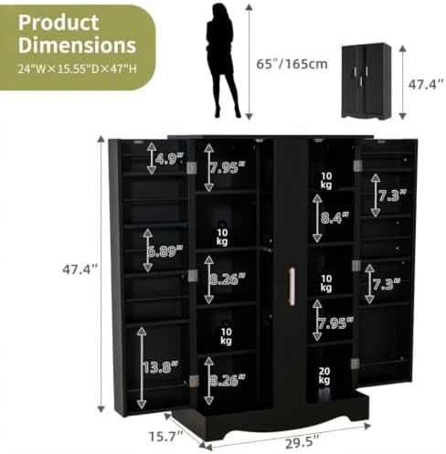 kepptory 47" Kitchen Pantry Cabinet Storage with Adjustable Shelves