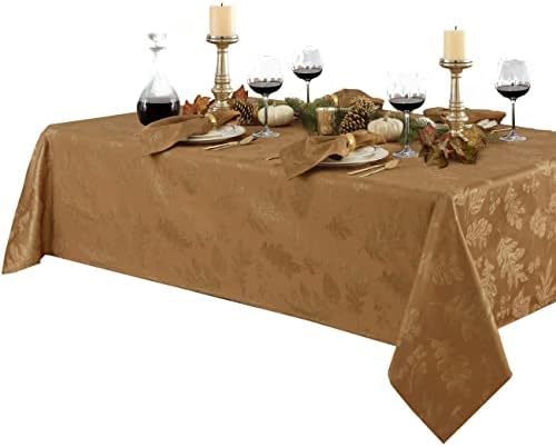 Newbridge Fall Damask Tablecloth Bronze Gold 52 x 70 Inch Rectangle