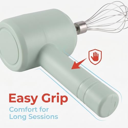 VINGVO Electric Mixer, Portable Automatic Electric Hand Mixer Handheld Mixer Cordless Hand Mixer USB Rechargeable for Baking Cake Egg Cream (Light Cyan)