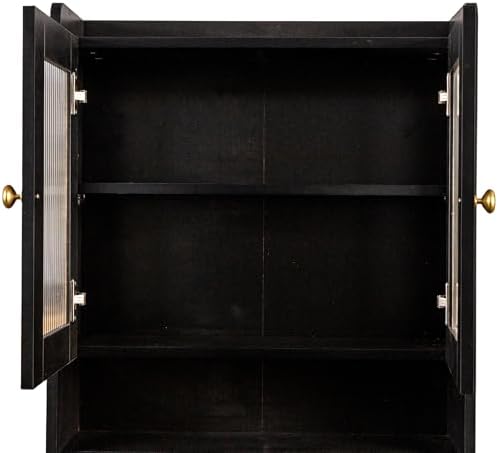 KEIKI 70.87" Tall Kitchen Pantry Storage Cabinet with Countertop, Glass Doors, Drawers, Microwave Stand and Shelves, Freestanding Wood Hutch Food Pantries Buffet Cupboard for Coffee Bar, Dining Room