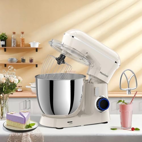 Honinst Stand Mixer, 6.5QT 10-Speed Tilt-Head 3-IN-1 Electric Food Mixer