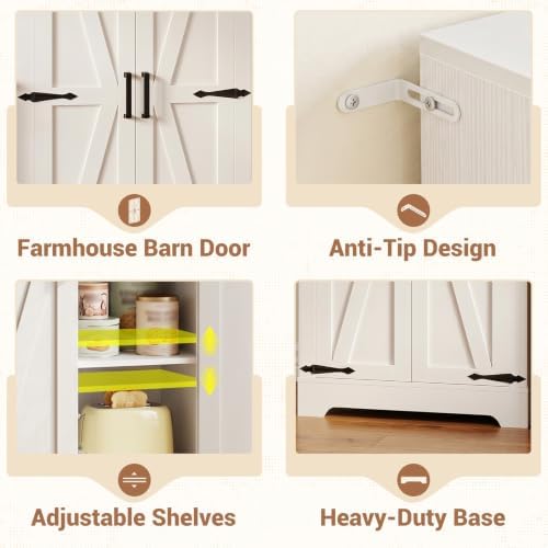 Unikito Kitchen Pantry Storage Cabinet with Adjustable Shelves, White