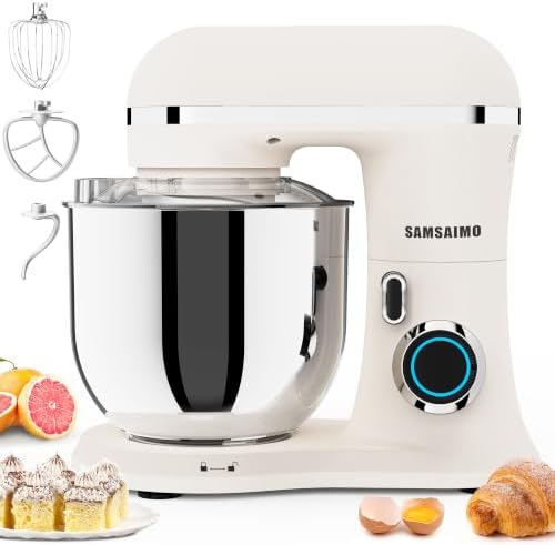 Stand Mixer, 6.5QT Tilt-Head Electric Kitchen Mixer 660W, 10-Speed Household food mixer with 304 Stainless Steel Bowl, Bread Cake Mixer include Dishwasher Safe Dough Hook, Beater and Whisk