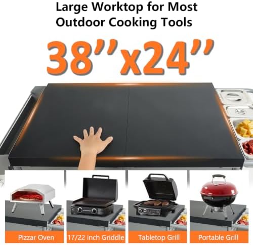 Heavy Duty Grill Cart Pizza Oven Table for Blackstone 17/22 Griddle Ninja Ooni Woodfire