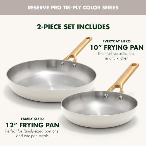 GreenPan Stainless Steel Tri-Ply Reserve 10” and 12” Frying Pan Skillet Set