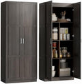 HOMCOM 71" Tall Kitchen Pantry Cabinet with 4 Adjustable Shelves Espresso