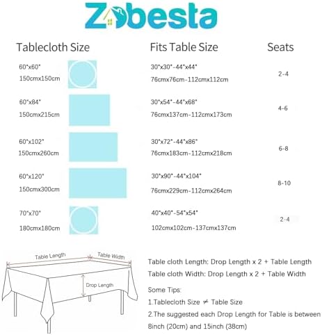 Zobesta Linen Table Cloth Rectangle Table 60x102 Inch Tablecloth Fall