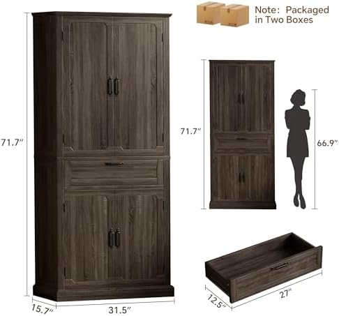 Ball & Cast 71 Inch Farmhouse Kitchen Pantry Cabinet