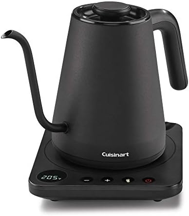 Cuisinart GK-1 Digital Goose Neck Kettle, Precision Gooseneck Spout Designed for Precise Pour Control that Holds 1-Liter, 1200-Watt Allows for Quick Heat Up, Stainless Steel,Black by Cuisinart