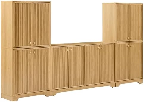 Crosley Furniture Naomi 3-Piece Reeded Pantry & Sideboard Set
