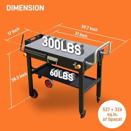 Grill Table with Cover For Blackstone Griddle 22 and 17 Inch