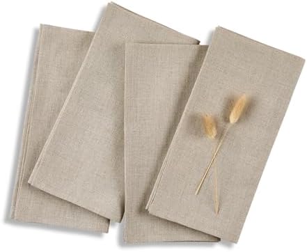 Solino Home 100% Linen Cloth Napkins Natural, Fete 20 x 20 in, Set of 4
