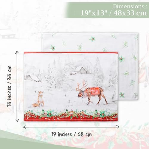 Maison d' Hermine Placemats Set of 4 Reusable 100% Cotton (13"x19")