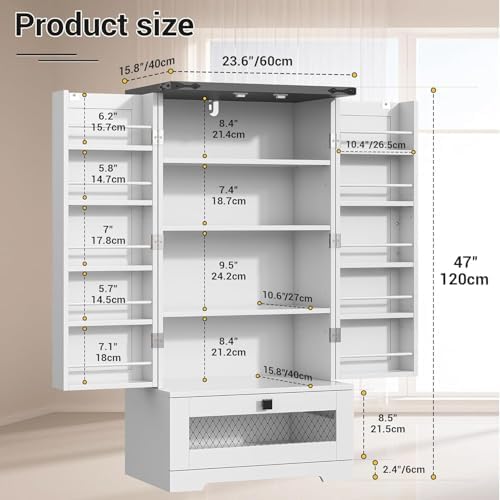 kepptory Farmhouse Kitchen Pantry Storage Cabinet with Door Shelves