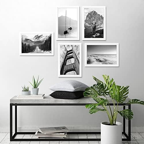 Americanflat 12x18 Poster Frame with Polished Plexiglass - Set of 5 - Use as 11x17 Frame with Mat or Display 12x18 Photo Without Mat - Galleria Collection - Picture Frames for Wall Display - White