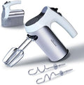 200W Hand Mixer, Lightweight Electric Mixer with Turbo Function, 5-Speed Handheld Mixer for Whipping, Folding, and Dough Kneading, Compact Storage with Attachments (white)