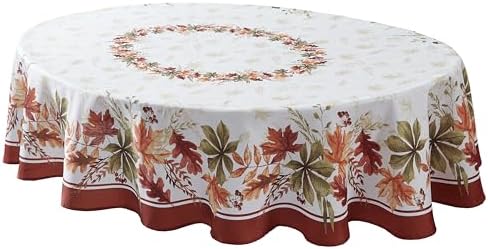 Newbridge Thanksgiving Elements of Nature Fabric Tablecloth, 60 x 84 Oval