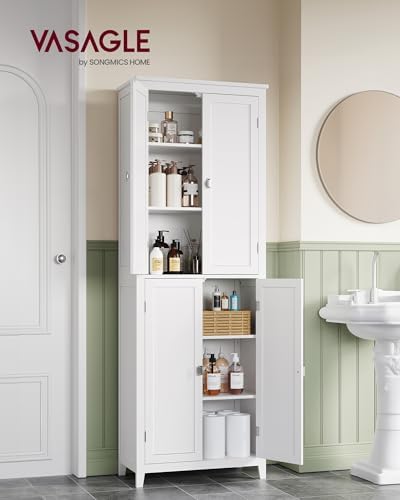 VASAGLE Tall Storage Cabinet, 4 Doors, 4 Adjustable Shelves, 66.9" H
