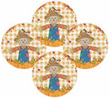Fall Round Placemats Set of 4 Thanksgiving Scarecrows Crow Pumpkin Place Mats Woven Placemat Maple Leaf Orange Buffalo Plaid Circle Braided Table Mat for Kitchen Holiday Party Fall Decor 15 Inch