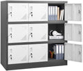 VEVOR 9 Doors Metal Locker Lockable Steel Storage Cabinet 66 lbs Load Gray