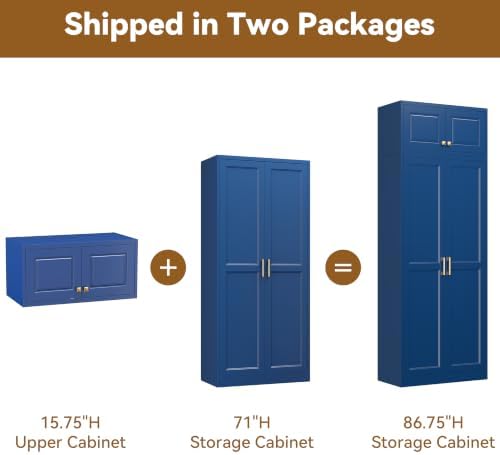 Polup 86" Tall Metal Kitchen Pantry Storage Cabinet with Doors and Shelves