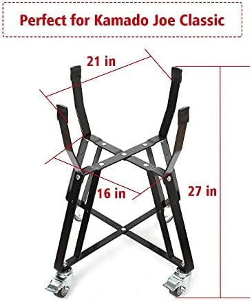 Rolling Cart for Kamado Joe Classic Accessories,Kamado Joe Parts Rolling Nest with Heavy Duty Locking Caster Wheels Powder Coated Steel Rolling Outdoor Cart for Kamado Joe Classic Grill Stand