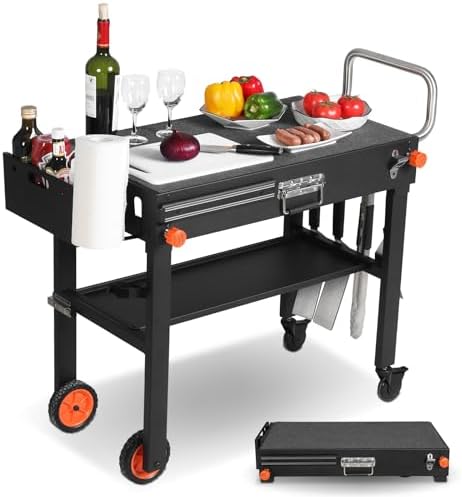 Outdoor Grill Cart - Foldable Grill Table for Blackstone 17"/22" Griddle