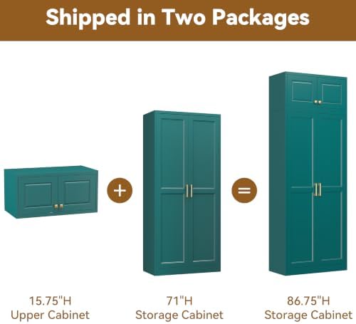 Polup 86" Tall Metal Kitchen Pantry Storage Cabinet with Doors and Shelves