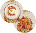 Fall Round Placemats Set of 2 Orange Pumpkin Thanksgiving Place Mats Washable Woven Placemat Autumn Maple Leaf Circle Braided Table Mat for Kitchen Dining Table Holiday Party Decorations 13 Inch