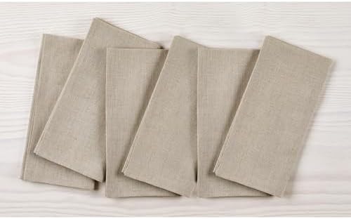 Solino Home 100% Linen Dinner Napkins Natural, Fete 20 x 20 in, Set of 6