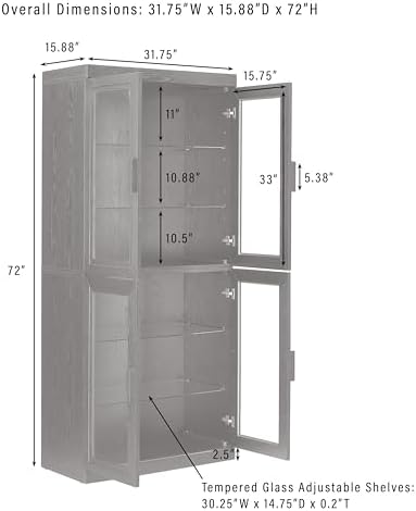 Crosley Furniture Essen Glass Door Pantry Storage Cabinet