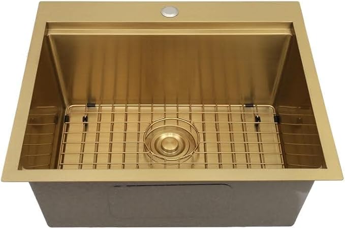 STARSTAR Workstation Ledge Top Mount/Drop-in 304 Stainless Steel Luxury Single Bowl For Kitchen,Yard, Office, Bar, Laundry Sink (25 x 22)