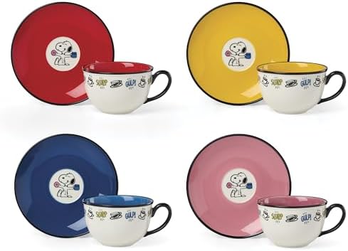 Lenox Chef Snoopy Porcelain Tea Cup and Saucer Set for 4 by Lenox